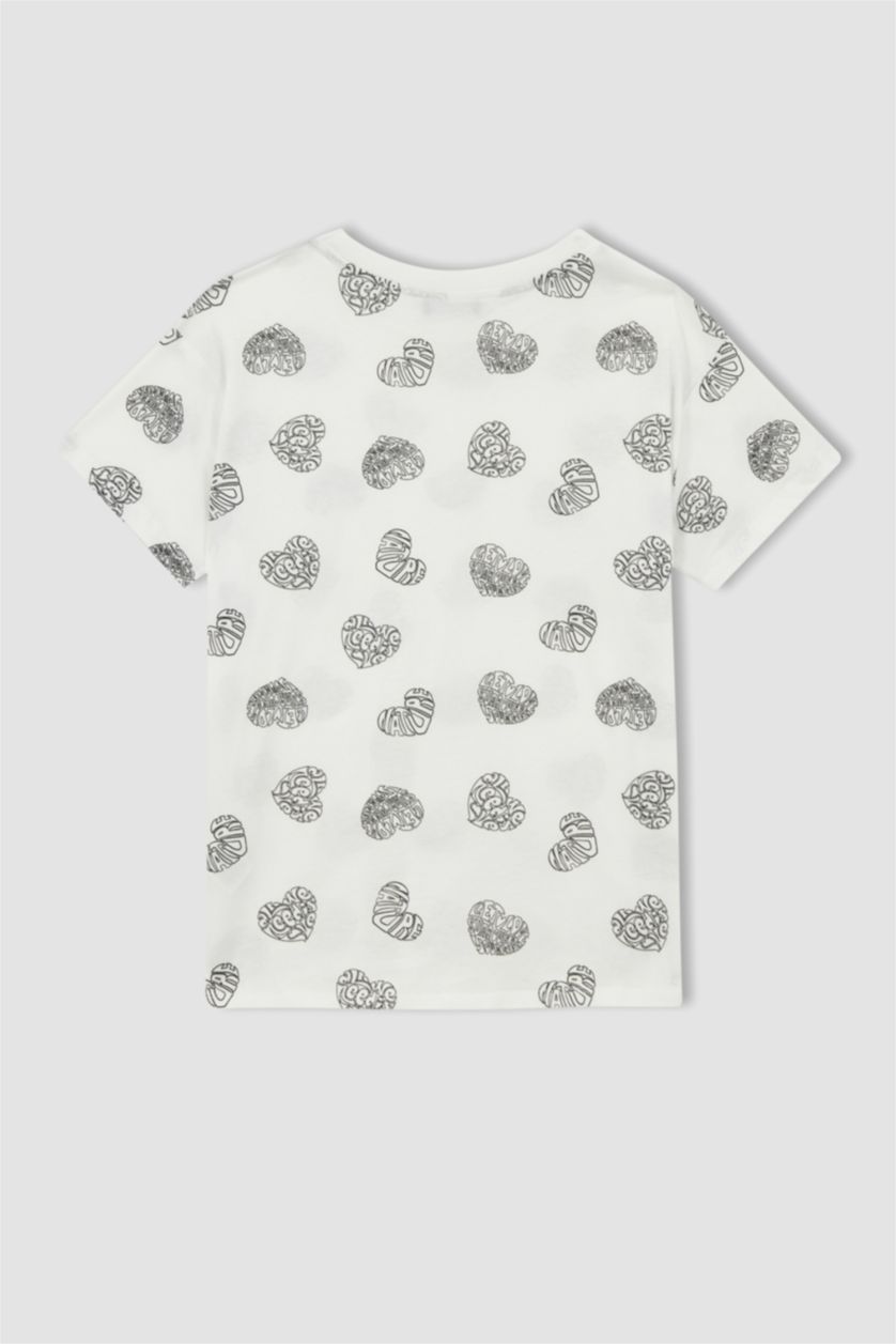 FEMME Blanc T-shirt à manches courtes et imprimé à slogan et col rond coupe slim