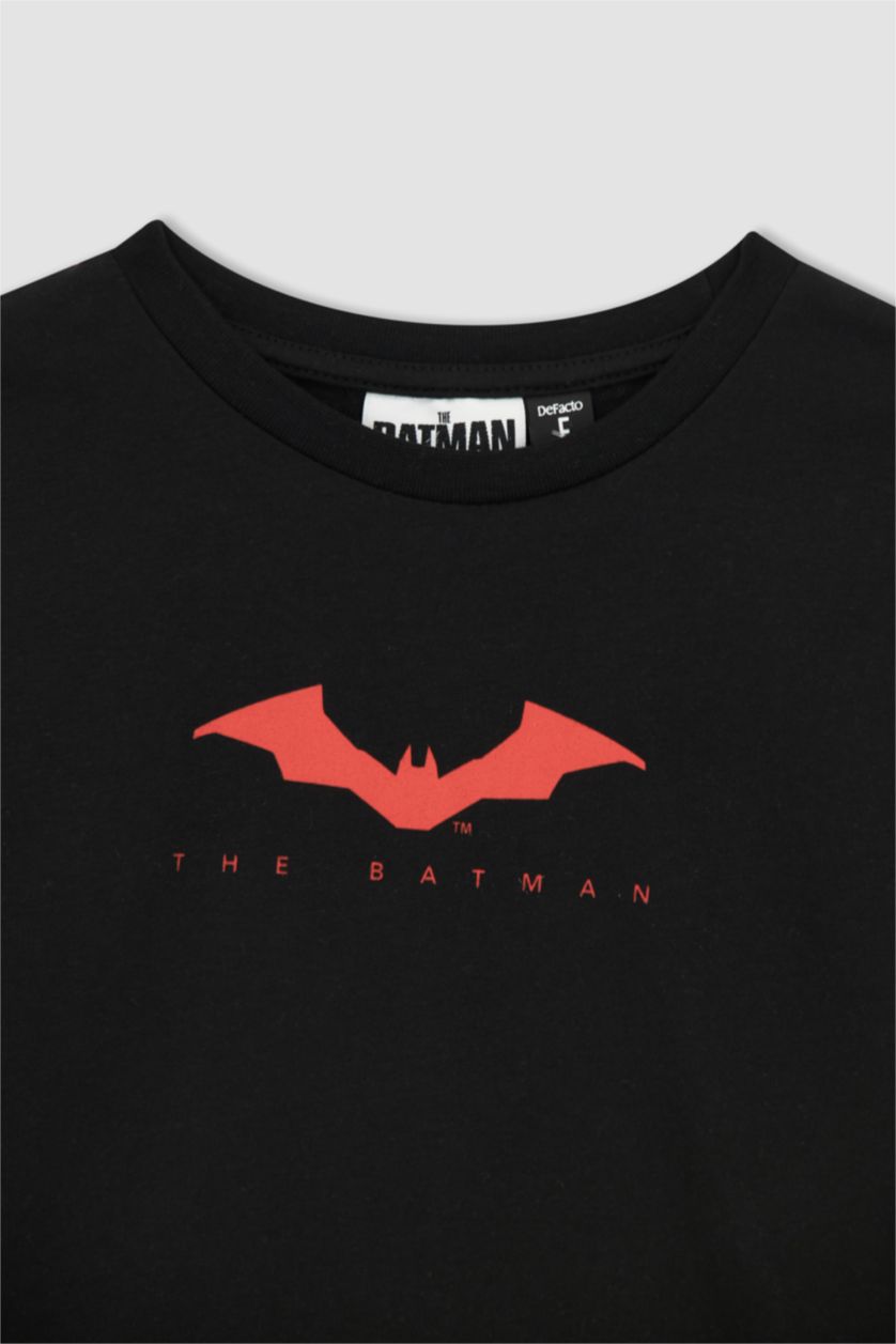 Erkek Çocuk - Genç Erkek Siyah Erkek Çocuk Batman Relax Fit Bisiklet Yaka Kısa Kollu Tişört