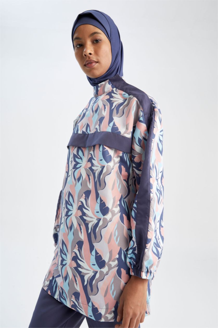 نساء بترولي بوركيني مطبوع قصة عادية من 4 قطع