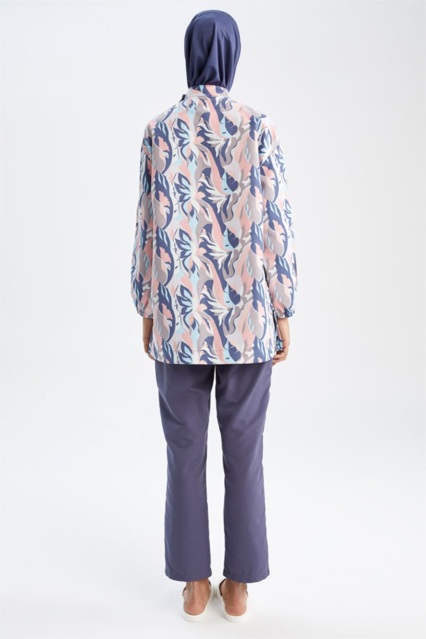 نساء بترولي بوركيني مطبوع قصة عادية من 4 قطع