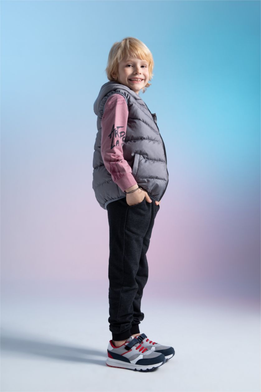 BOYS & TEENS Grey Boy Basic Hooded Padded Gilet