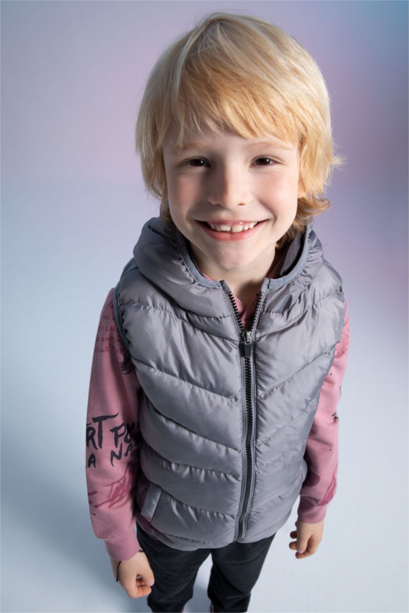BOYS & TEENS Grey Boy Basic Hooded Padded Gilet