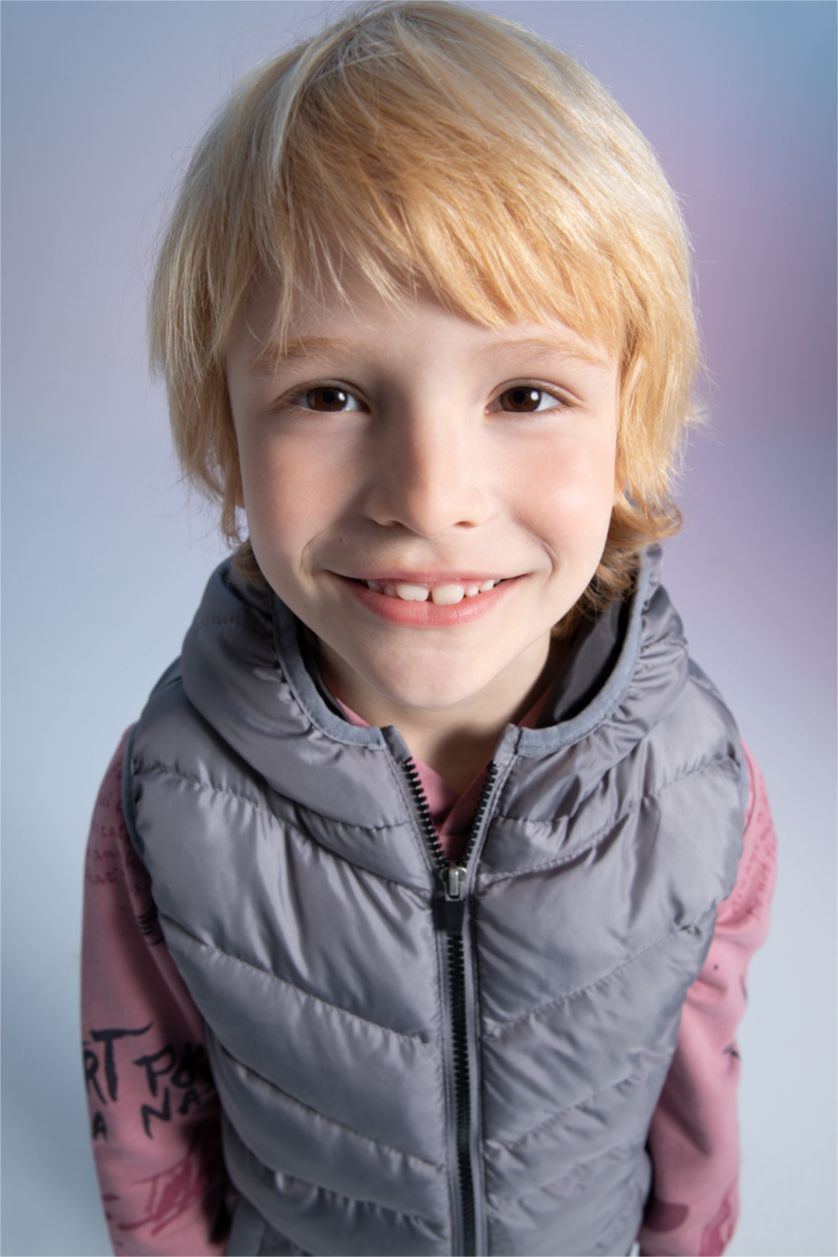 BOYS & TEENS Grey Boy Basic Hooded Padded Gilet