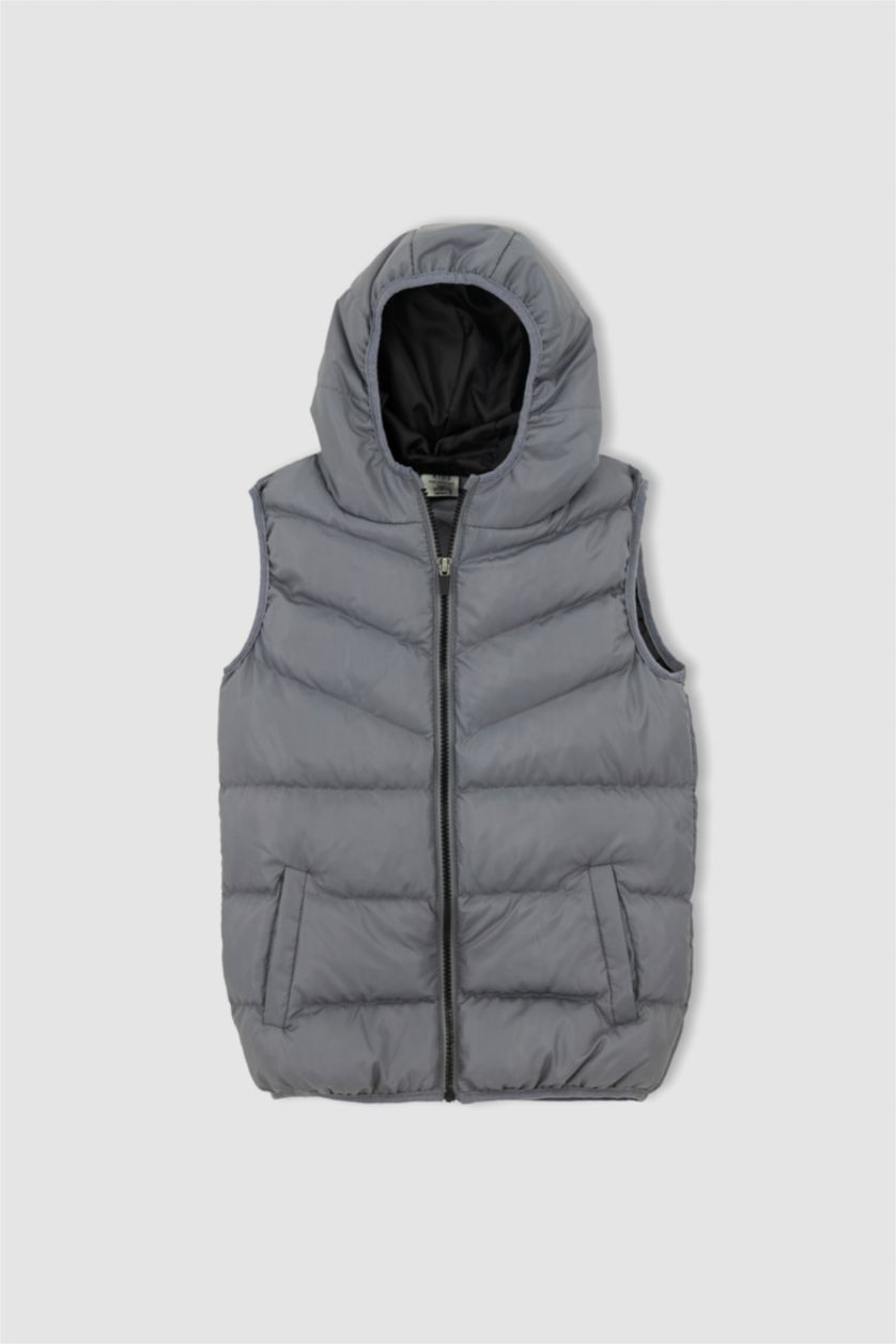 BOYS & TEENS Grey Boy Basic Hooded Padded Gilet