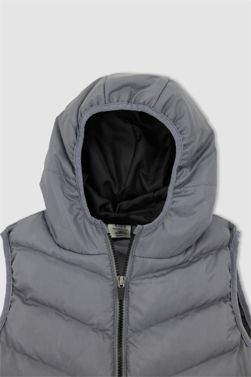 BOYS & TEENS Grey Boy Basic Hooded Padded Gilet