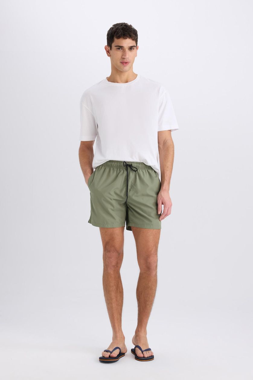 HOMME Kaki Clair Short de bain court à séchage rapide avec doublure