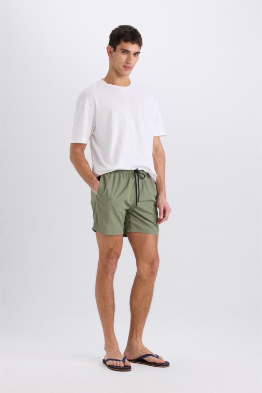 HOMME Kaki Clair Short de bain court à séchage rapide avec doublure