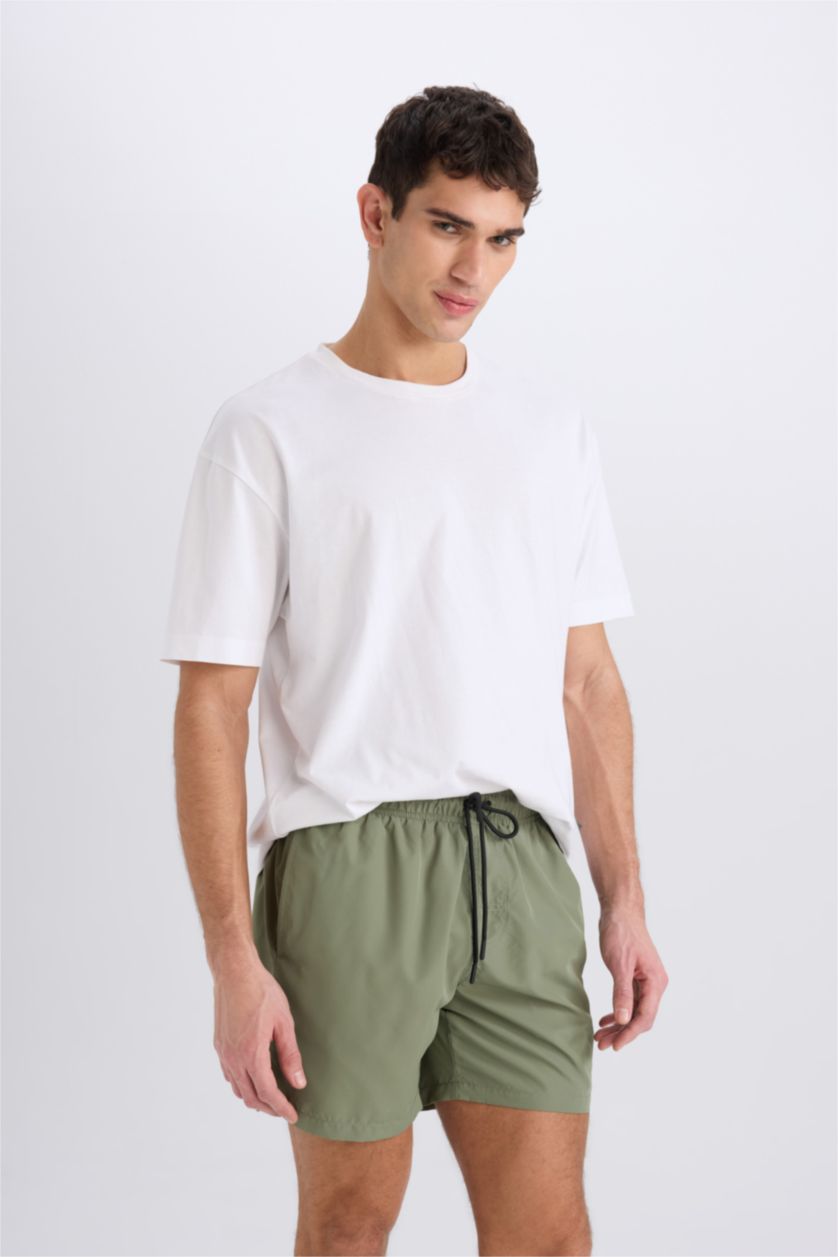 HOMME Kaki Clair Short De Bain Tissé