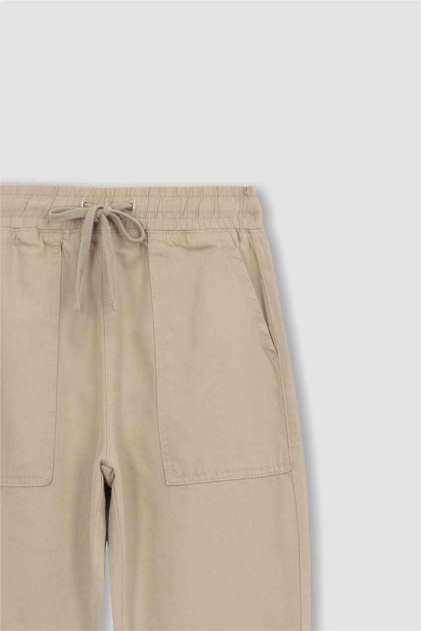 Kadın Bej Yüksek Bel Jogger Fıt Pantolon