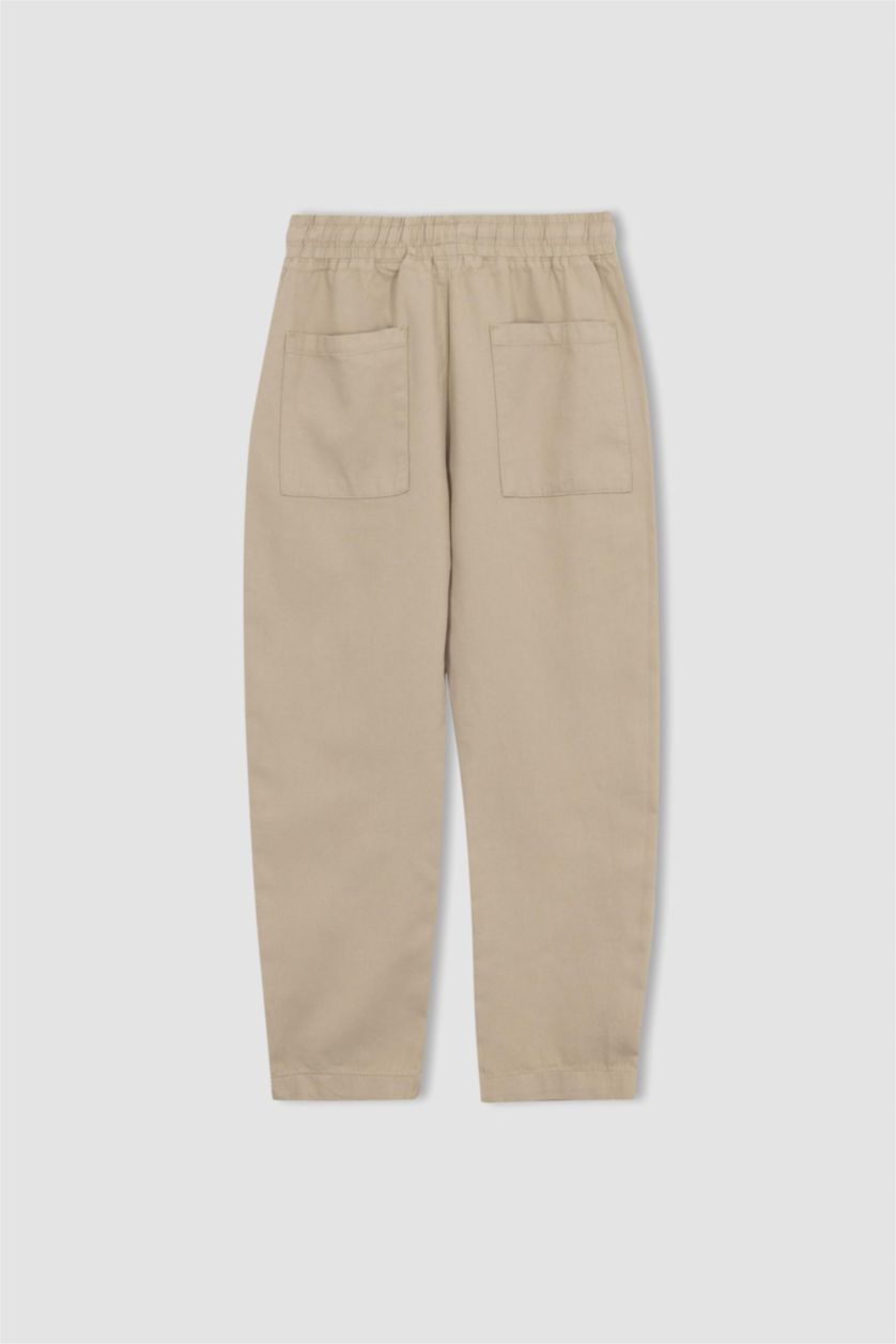 Kadın Bej Yüksek Bel Jogger Fıt Pantolon