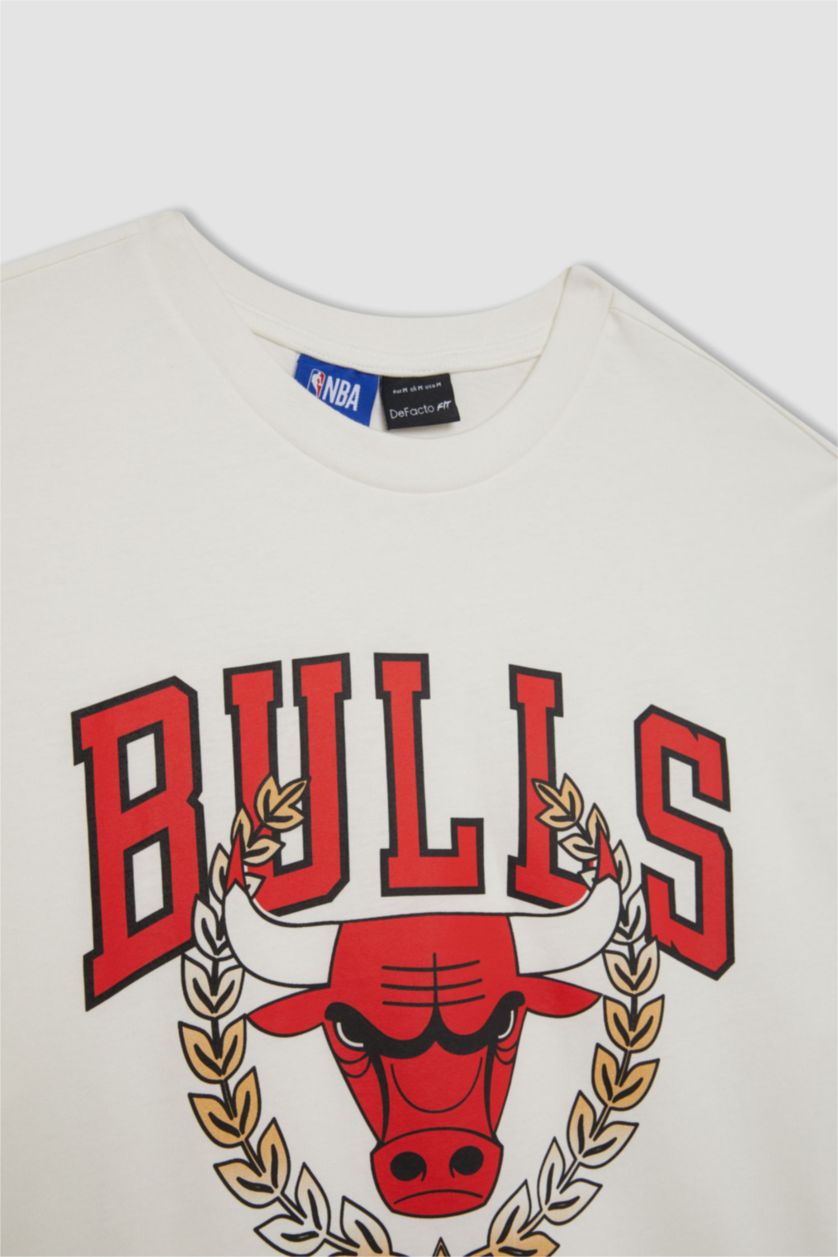 WOMAN White DeFactoFit NBA Chicago Bulls Oversize Fit T-Shirt