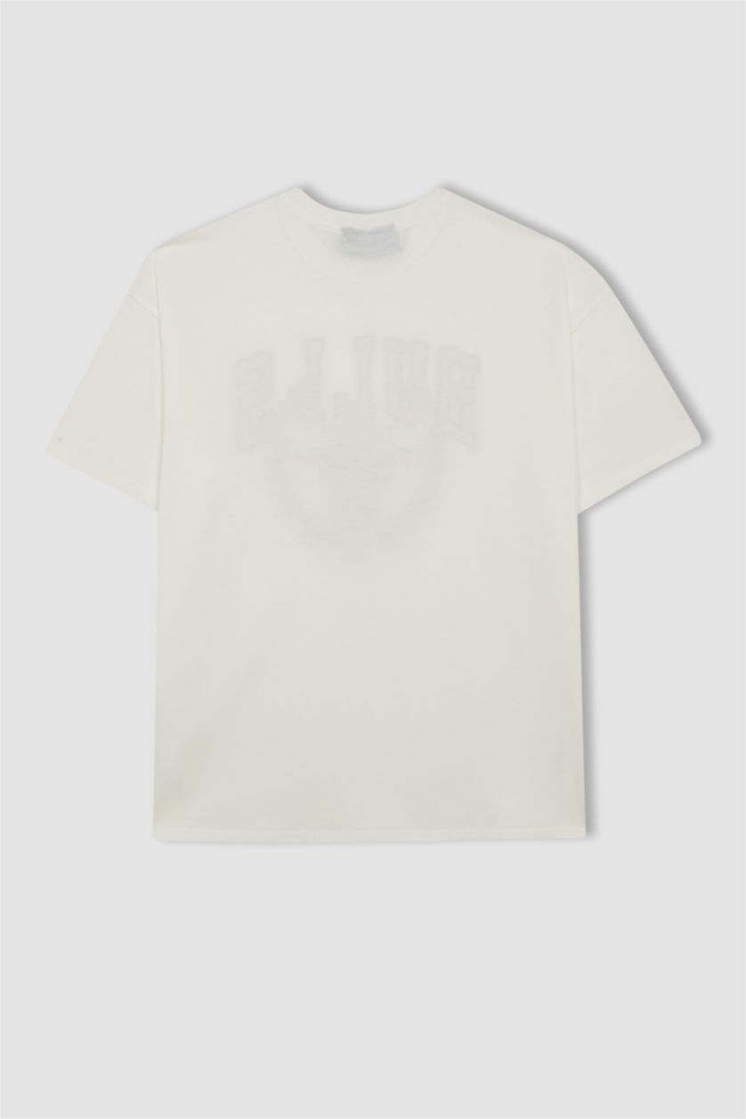WOMAN White DeFactoFit NBA Chicago Bulls Oversize Fit T-Shirt