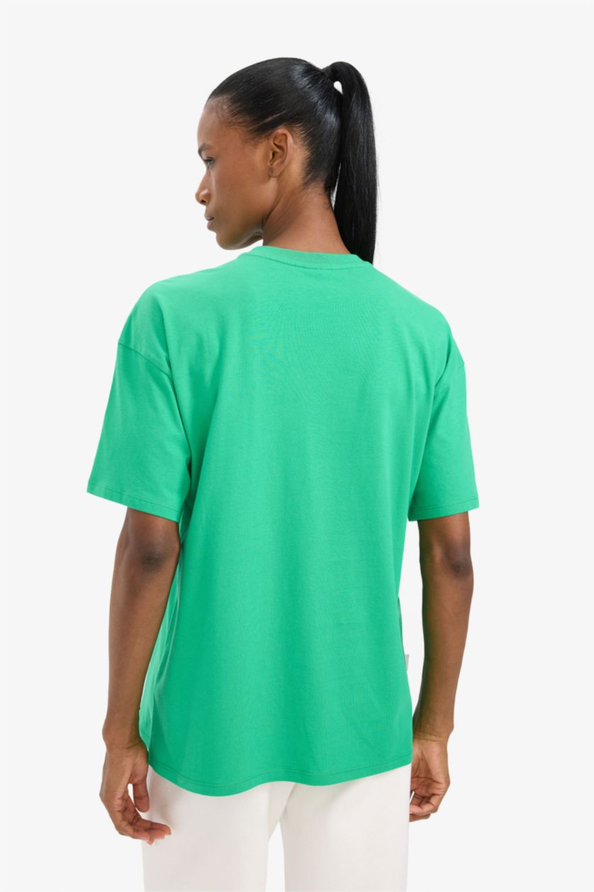 Kadın Yeşil %100 Pamuk NBA Wordmark Oversize Tişört