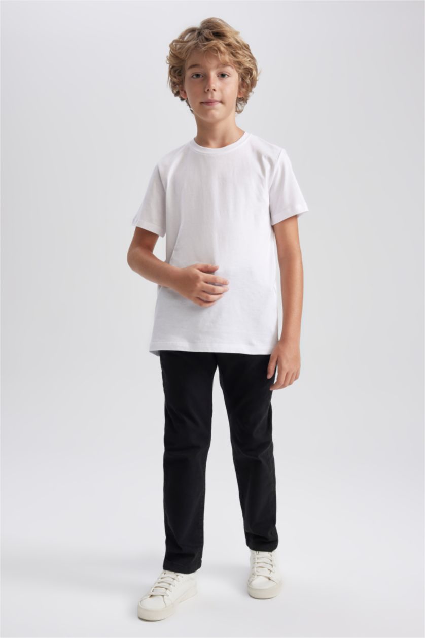 BOYS & TEENS Black Regular Fit Gabardine Trousers