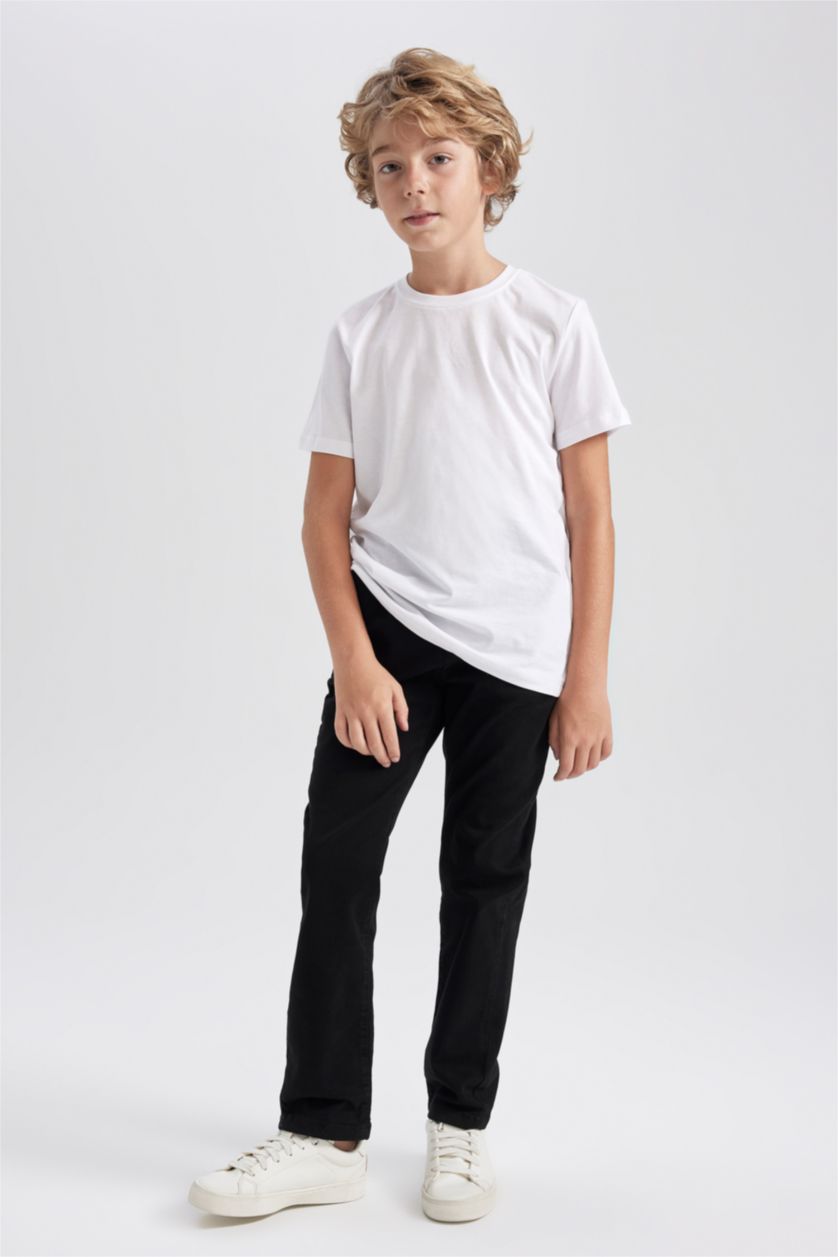 BOYS & TEENS Black Regular Fit Gabardine Trousers
