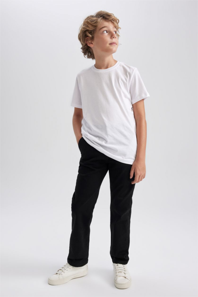 BOYS & TEENS Black Regular Fit Gabardine Trousers