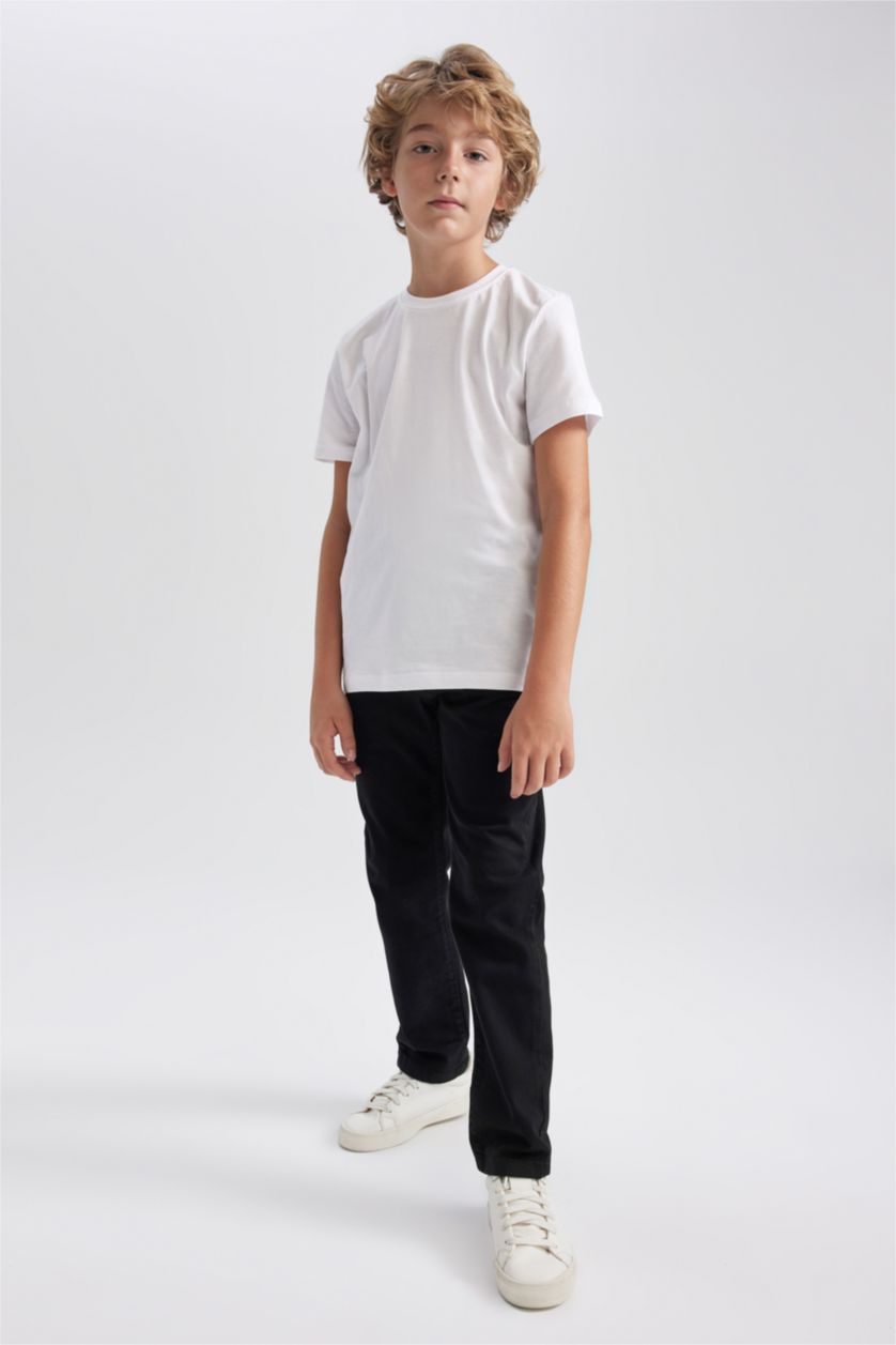 BOYS & TEENS Black Regular Fit Gabardine Trousers