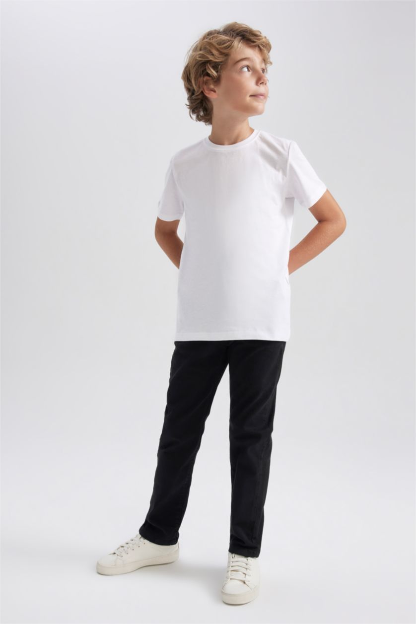 BOYS & TEENS Black Regular Fit Gabardine Trousers