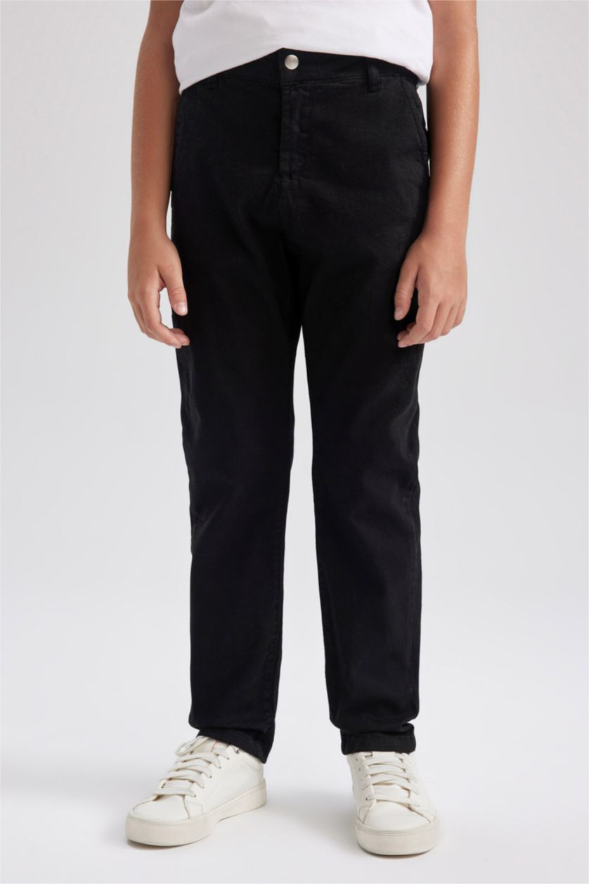 BOYS & TEENS Black Regular Fit Gabardine Trousers