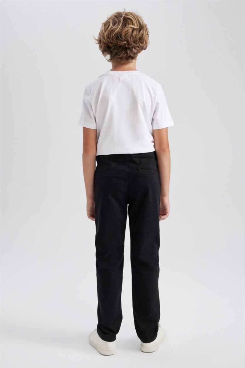 BOYS & TEENS Black Regular Fit Gabardine Trousers