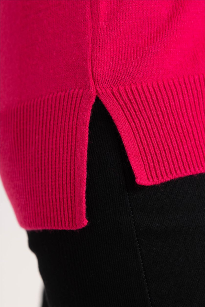 حريمي فوشي بلوفر تريكو بيزك بقصة مريحة بياقة مستديرة