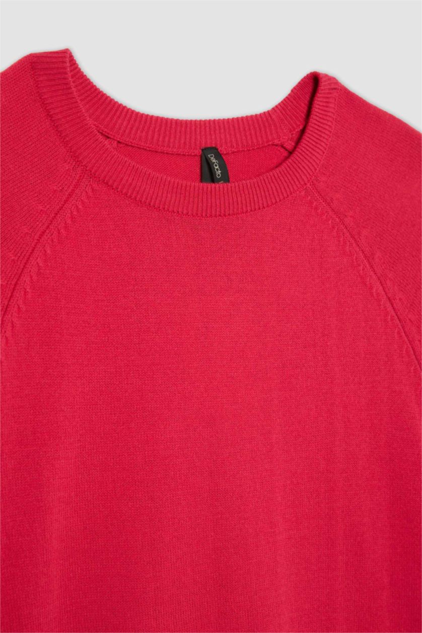 حريمي فوشي بلوفر تريكو بيزك بقصة مريحة بياقة مستديرة