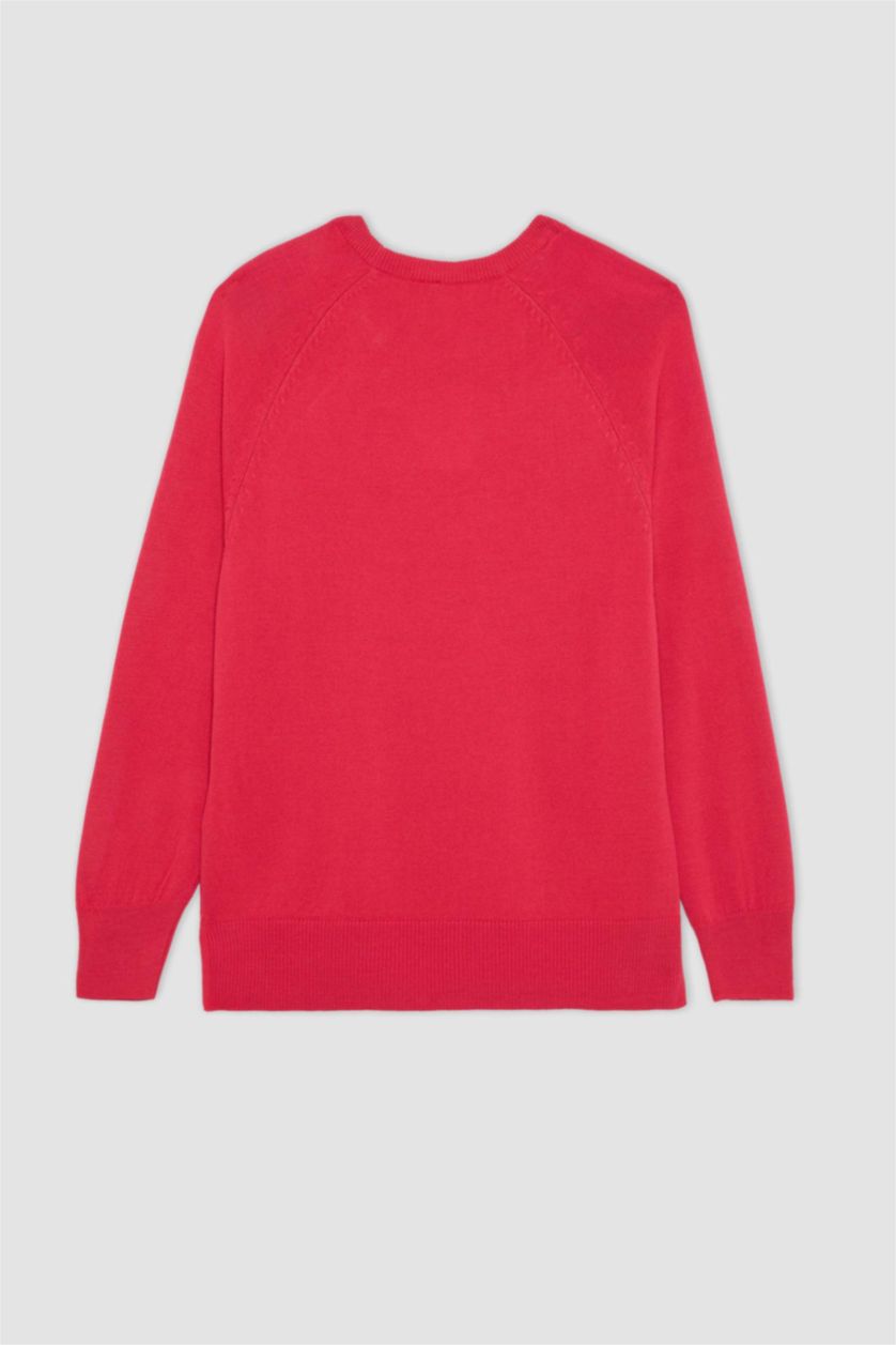 حريمي فوشي بلوفر تريكو بيزك بقصة مريحة بياقة مستديرة