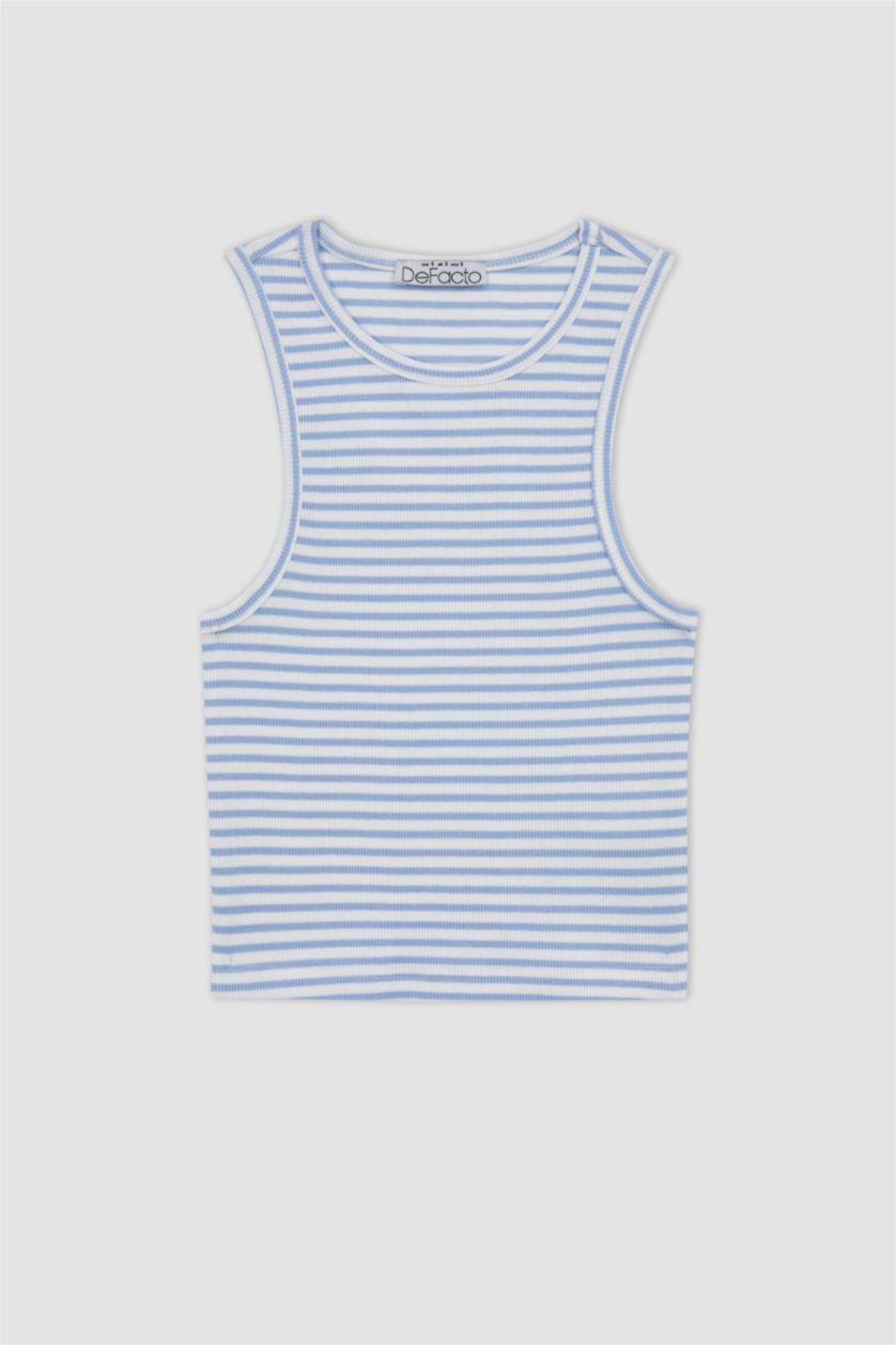 نساء أزرق فاتح ديباردور مضلع مخصر برقبة مستديرة