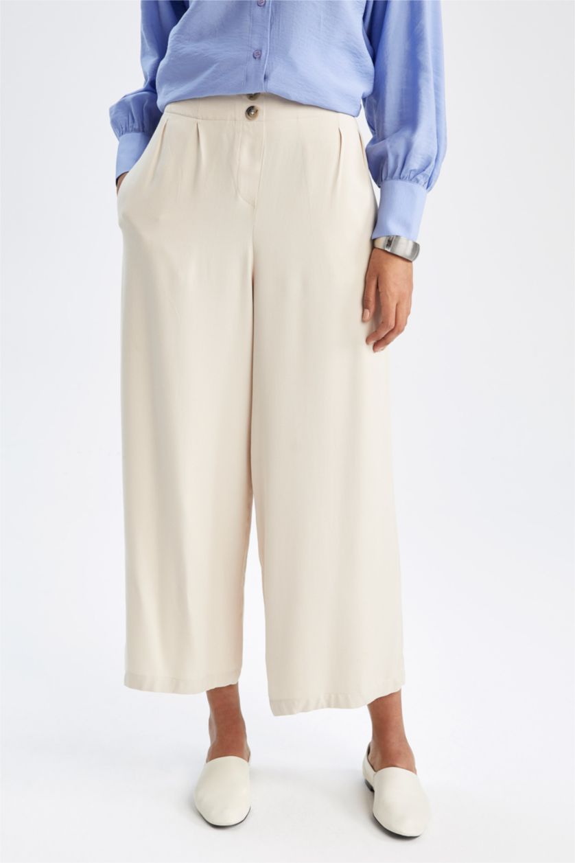 WOMAN Sand Regular Fit High Waisted Culotte Trousers