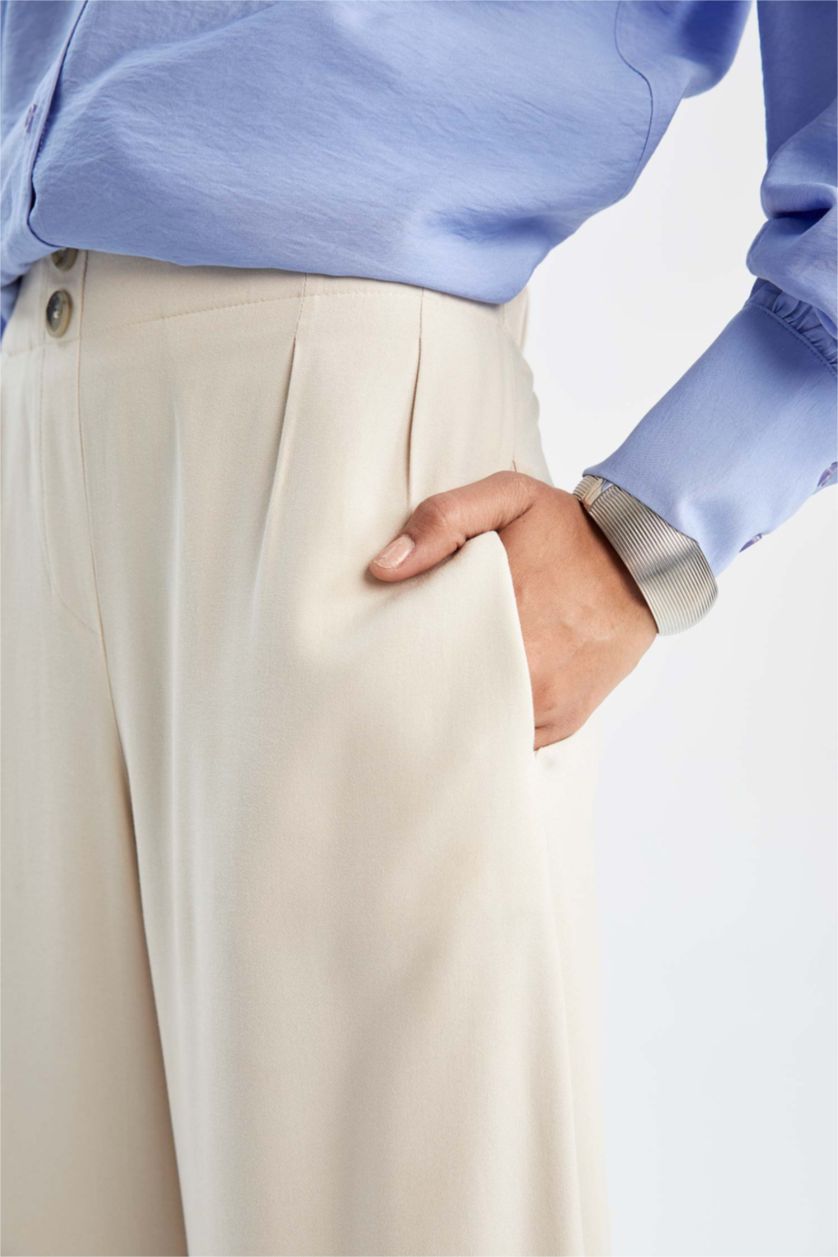 WOMAN Sand Regular Fit High Waisted Culotte Trousers