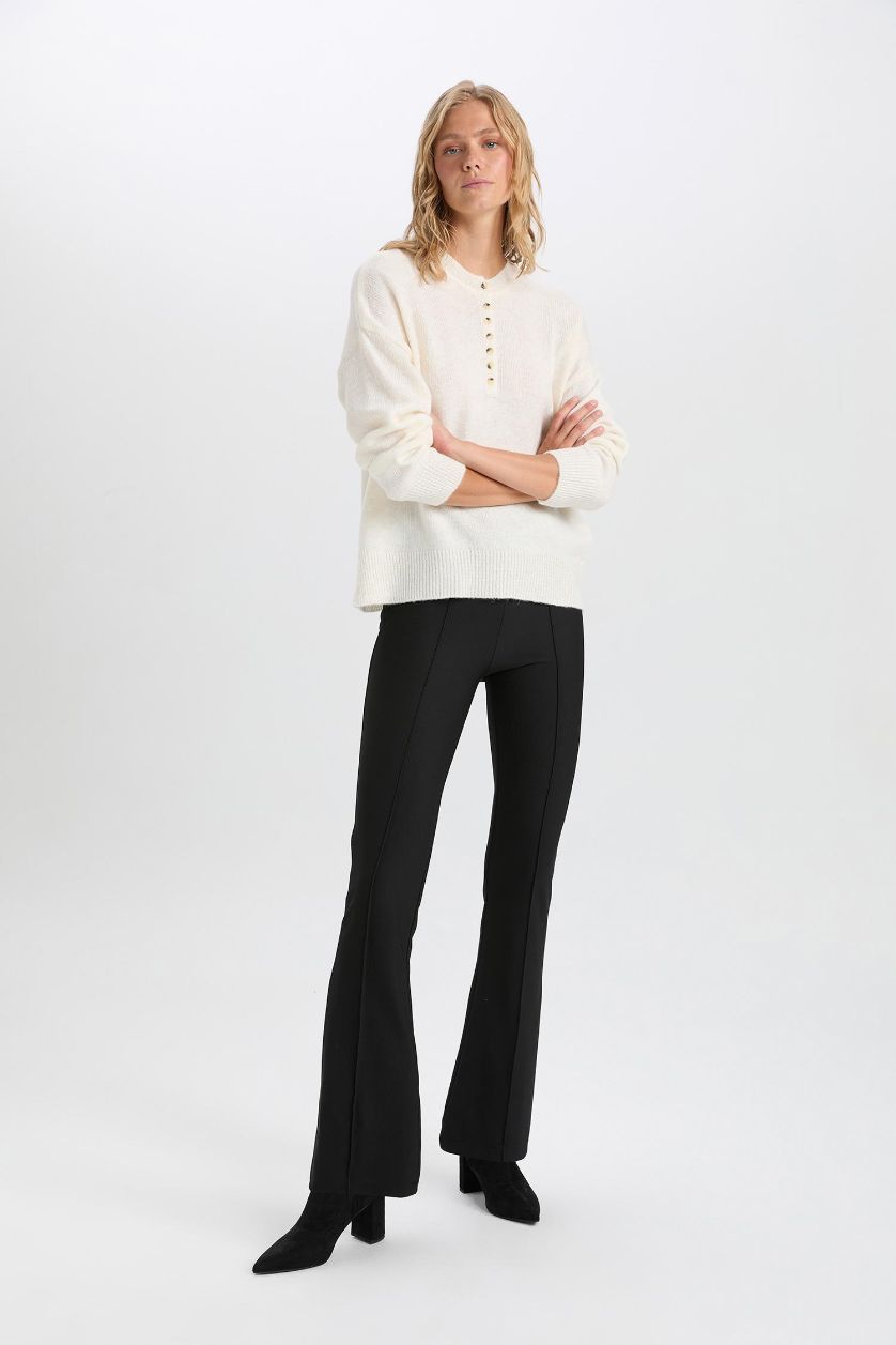 WOMAN Black Spanish Leg High Waist Ottoman Leggings