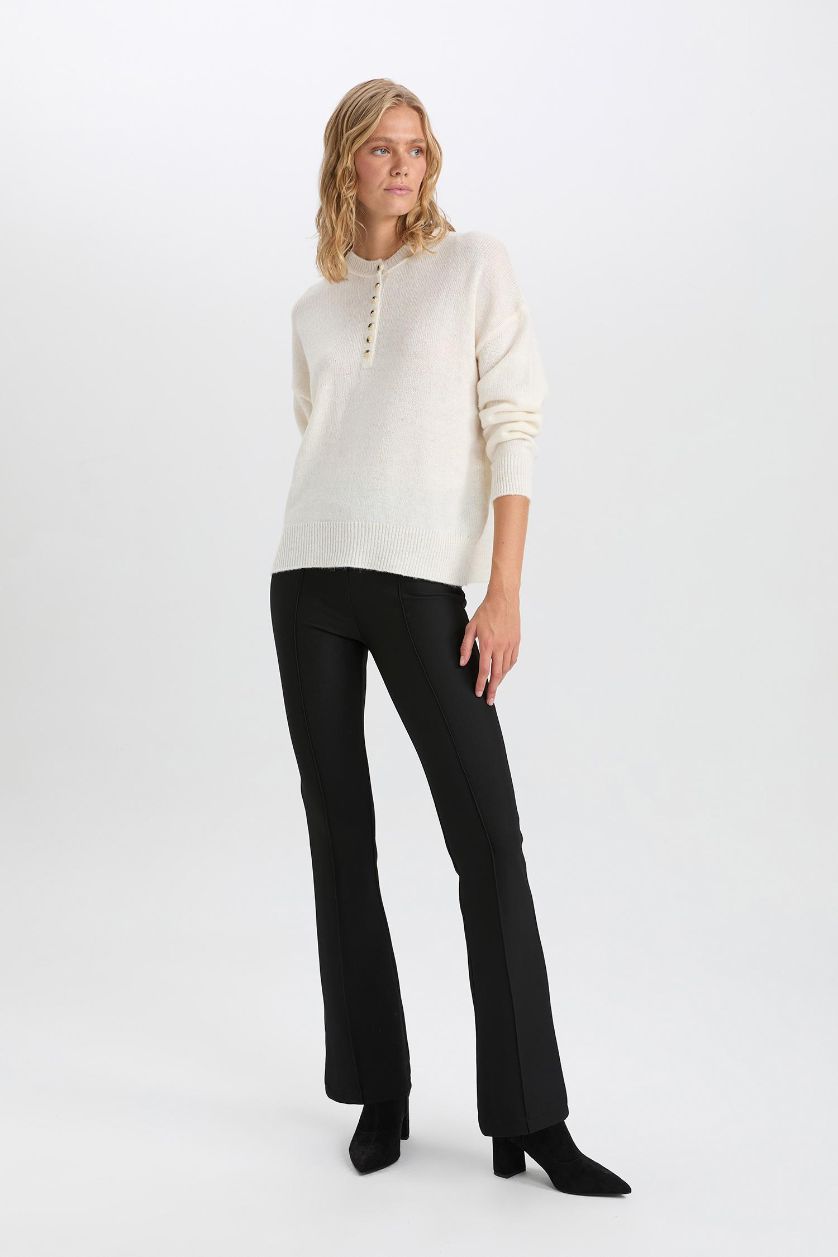 WOMAN Black Spanish Leg High Waist Ottoman Leggings