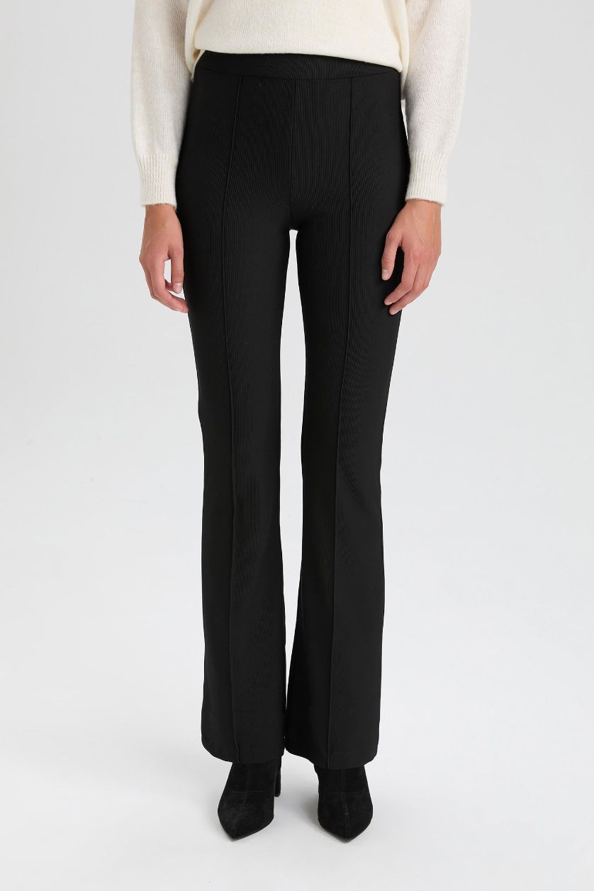 WOMAN Black Spanish Leg High Waist Ottoman Leggings