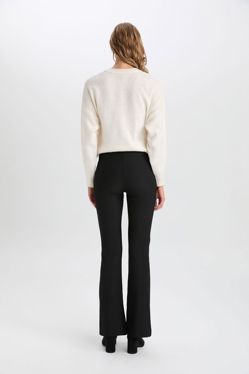 WOMAN Black Spanish Leg High Waist Ottoman Leggings