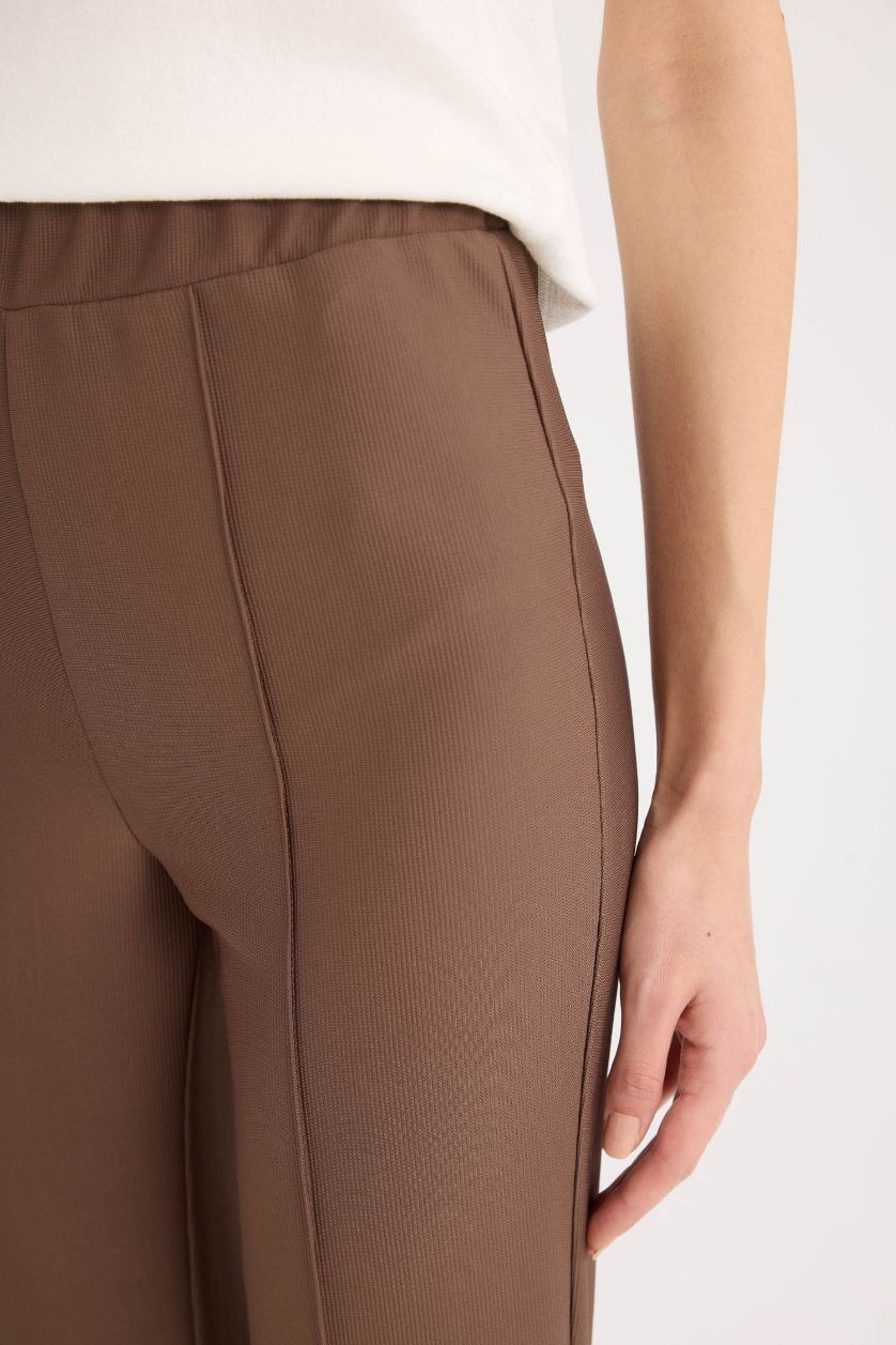 Kadın Kahve İspanyol Paça Yüksek Bel Pantolon Tayt
