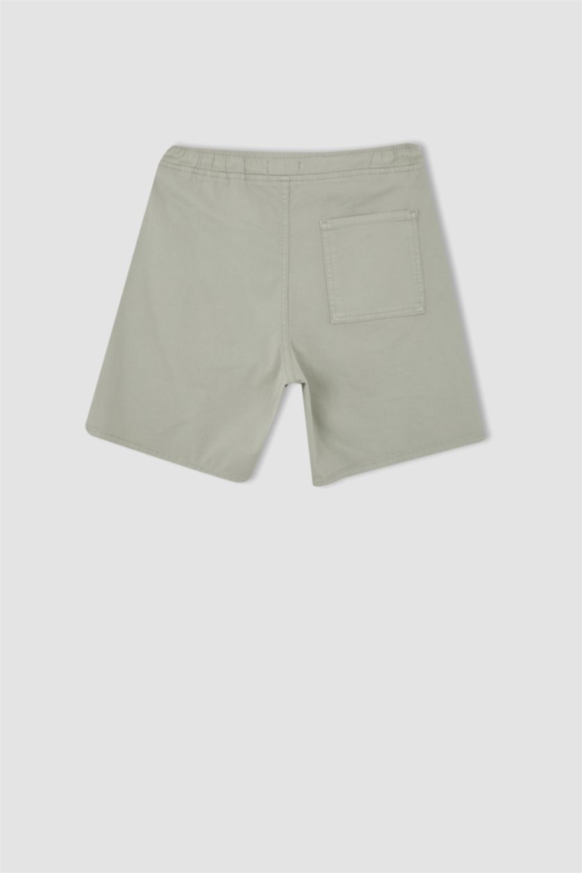 MAN Green Regular Fit Elastic Waist Cotton Bermuda Shorts