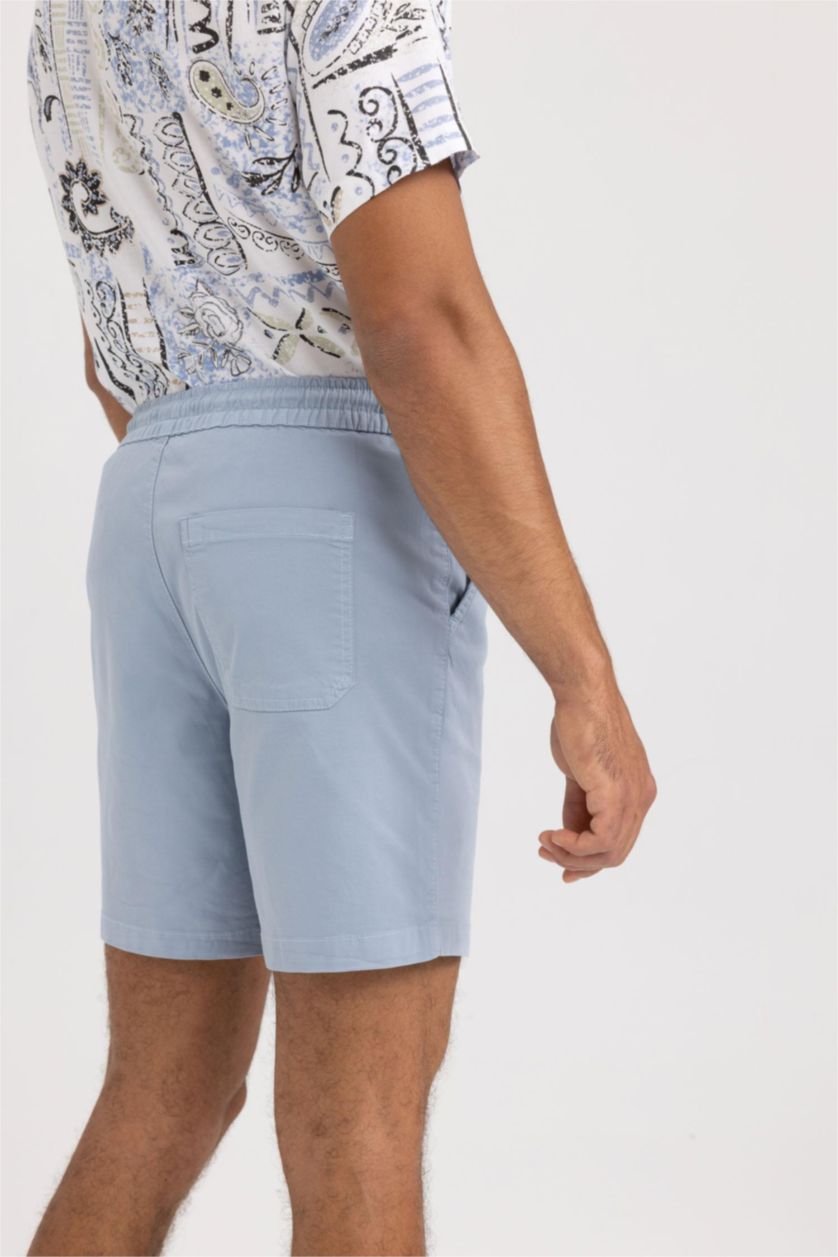 Man Light Blue Regular Fit Gabardine Shorts