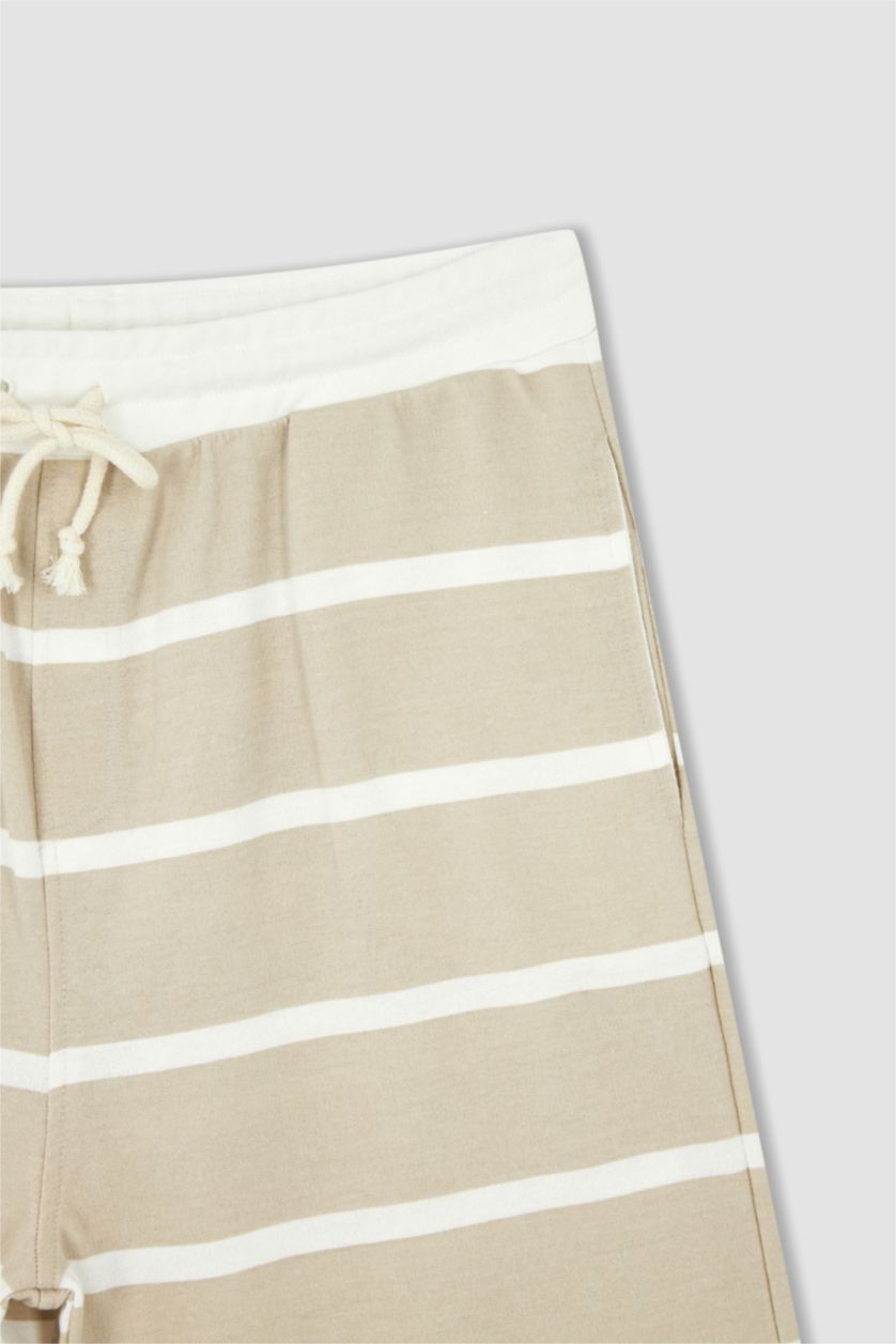 MAN Beige Comfort Fit Striped Shorts