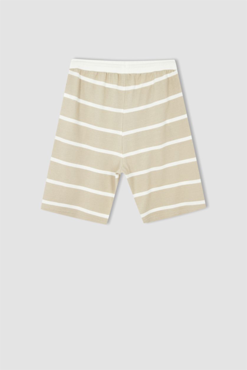 MAN Beige Comfort Fit Striped Shorts