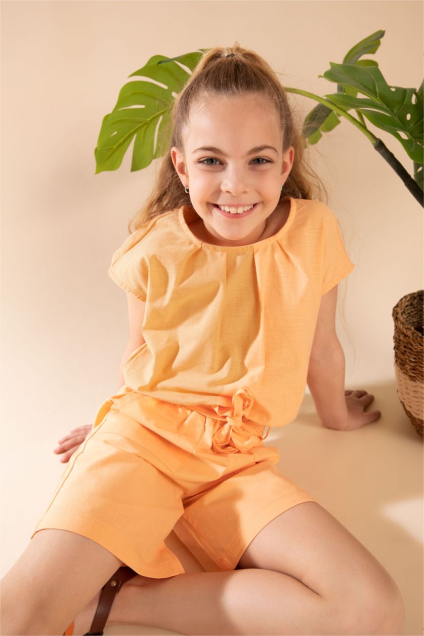 FILLES Orange Chemisier court à manches courtes pour fille