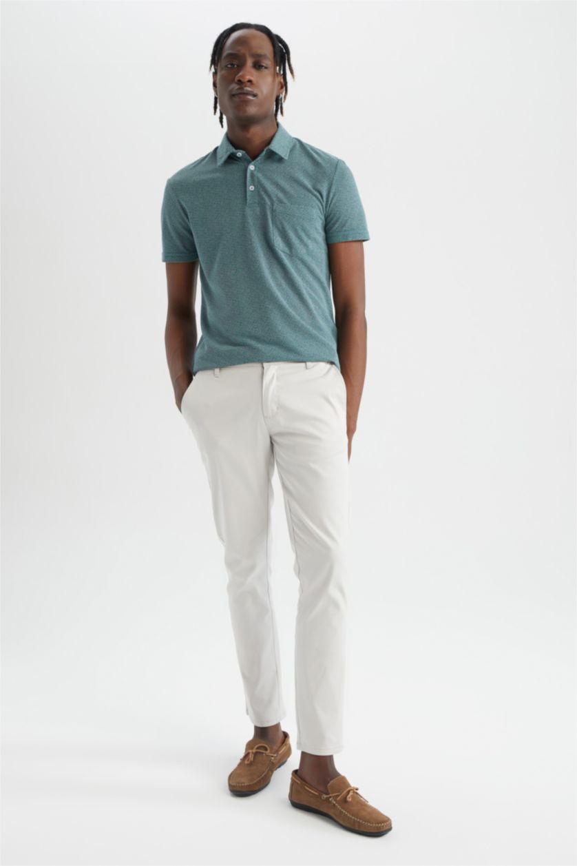 رجال أخضر تي شيرت بولو مودرن فيت بجيب واحد