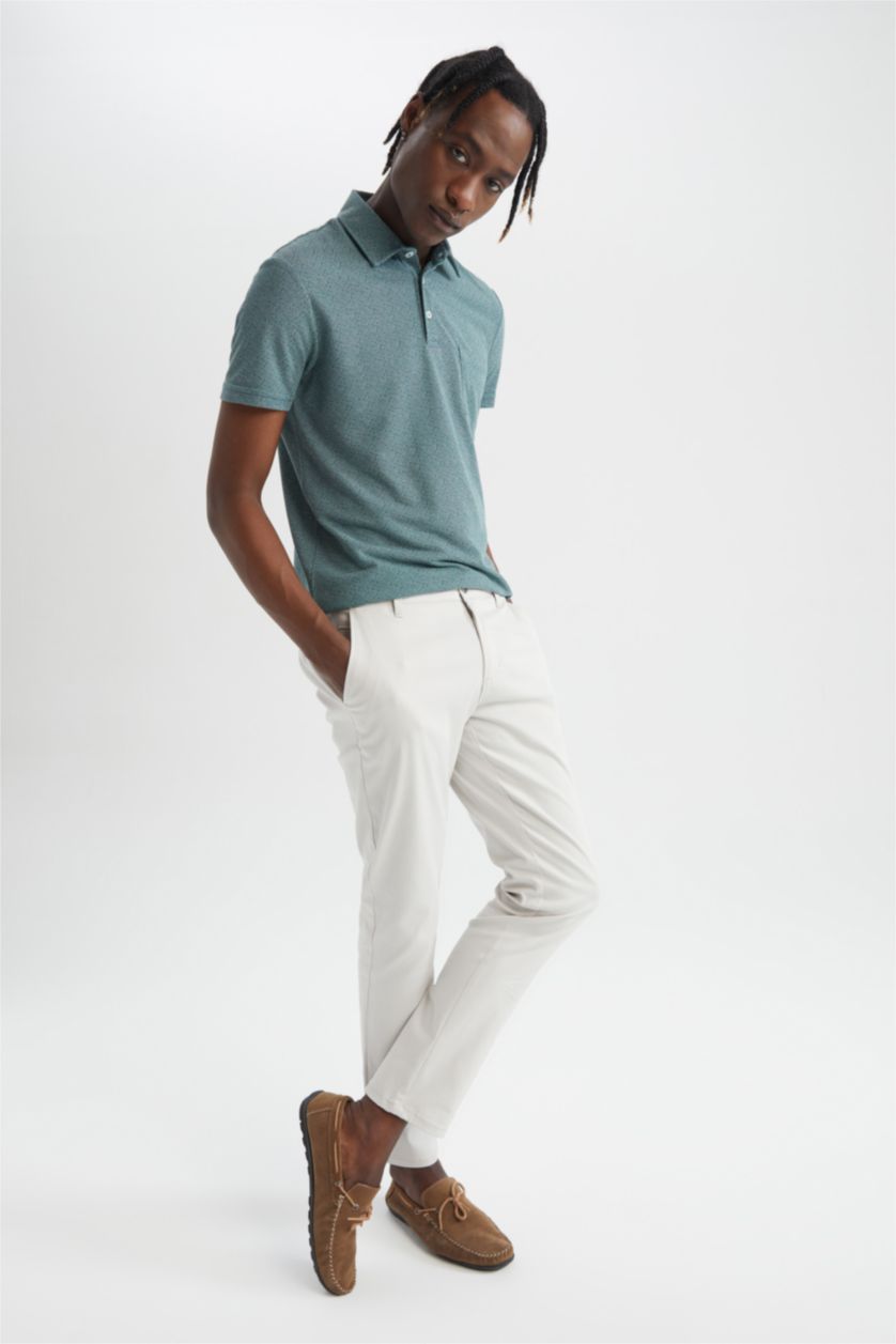 رجال أخضر تي شيرت بولو مودرن فيت بجيب واحد