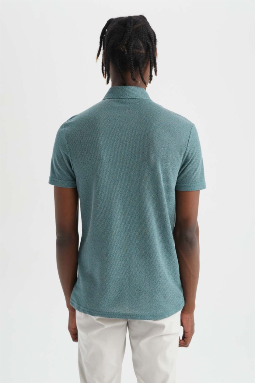 رجال أخضر تي شيرت بولو مودرن فيت بجيب واحد