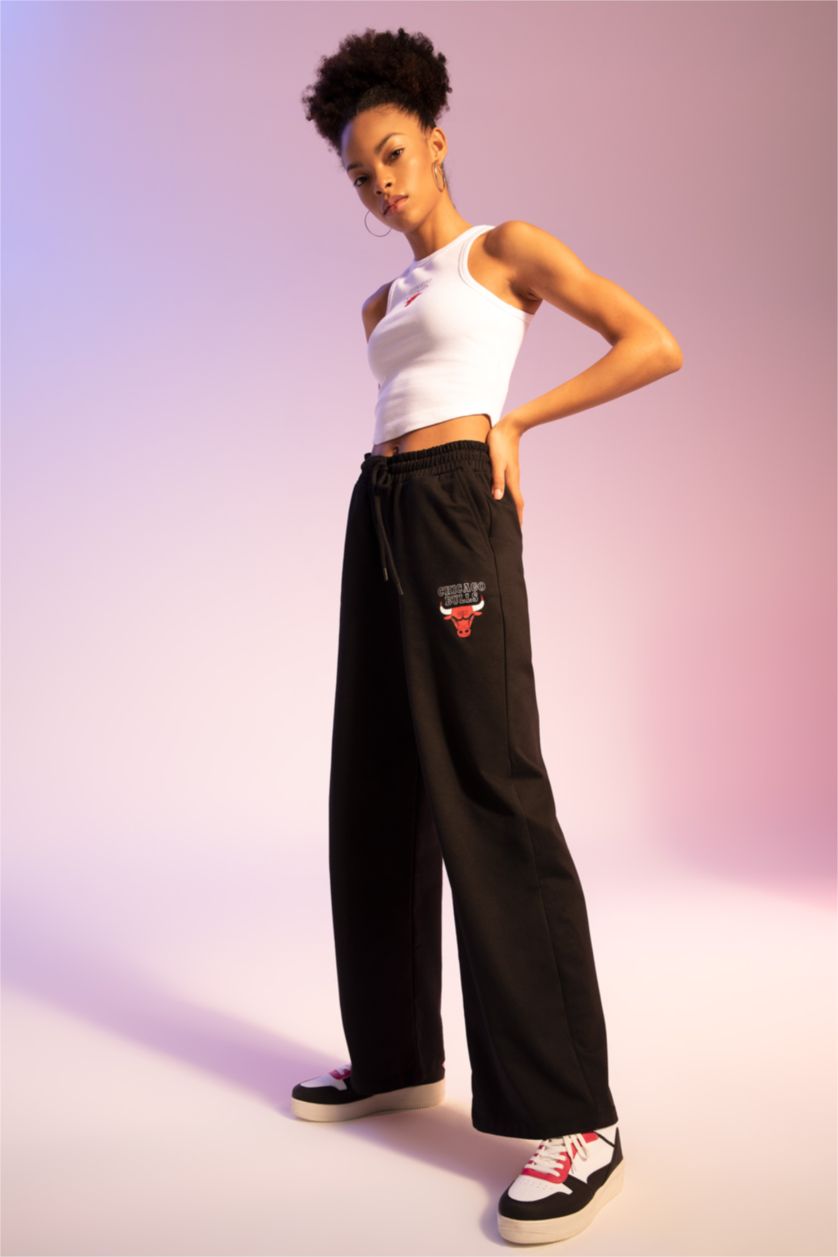 FEMME Noir Pantalon De Survêtement Nba Chicago Bulls À Jambe Large