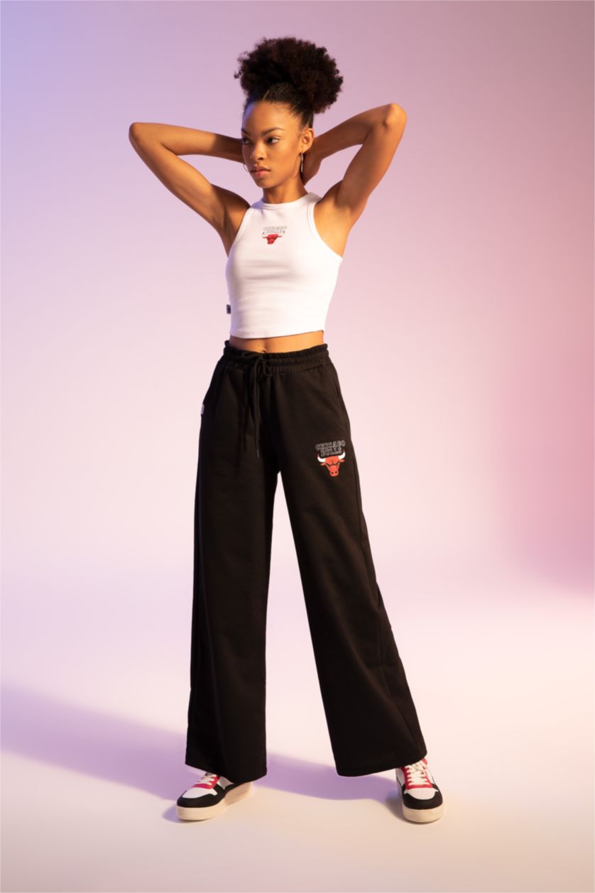 FEMME Noir Pantalon De Survêtement Nba Chicago Bulls À Jambe Large