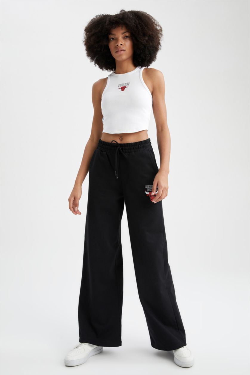 FEMME Noir Pantalon De Survêtement Nba Chicago Bulls À Jambe Large