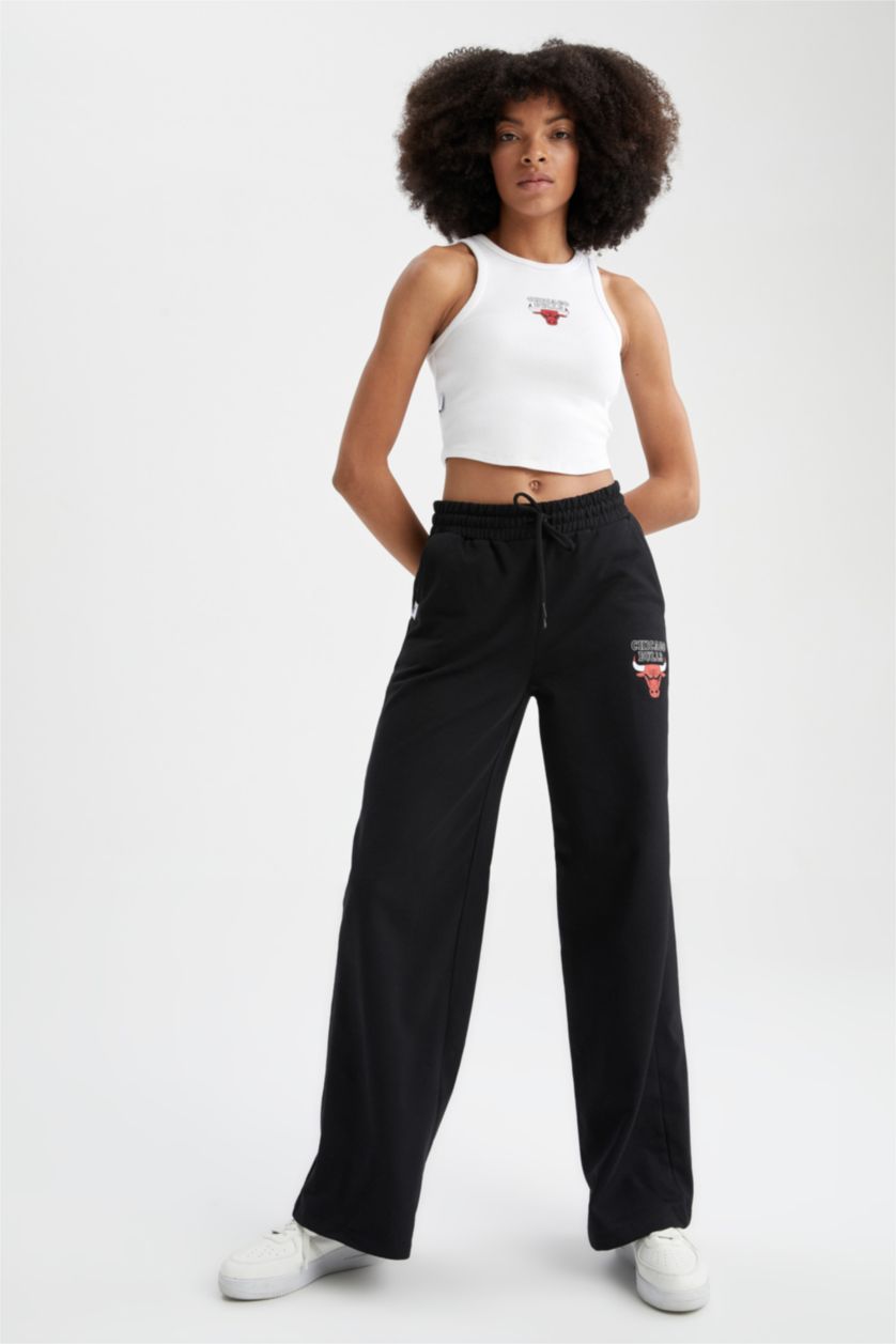 FEMME Noir Pantalon De Survêtement Nba Chicago Bulls À Jambe Large