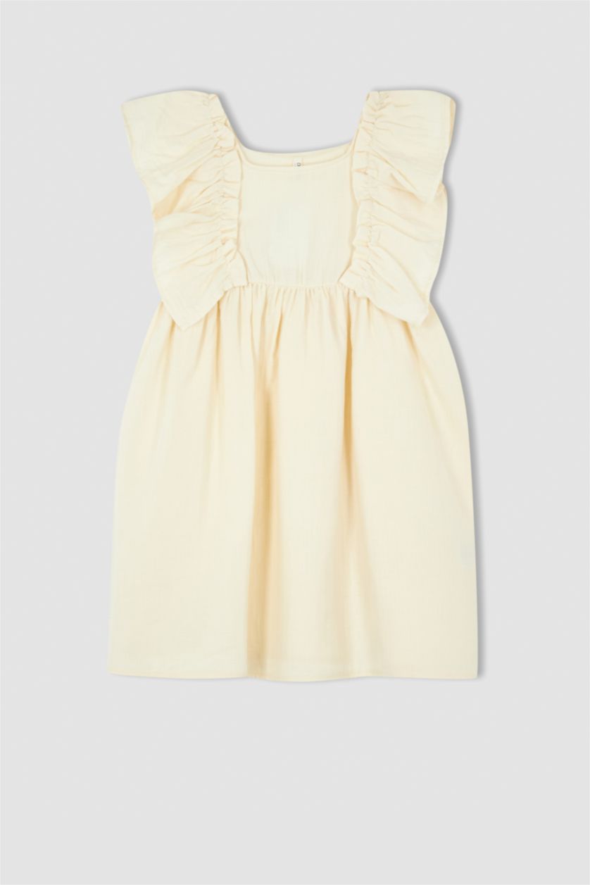 GIRLS & TEENS Ecru Girl Relax Fit Sleeveless Frill Detail Dress