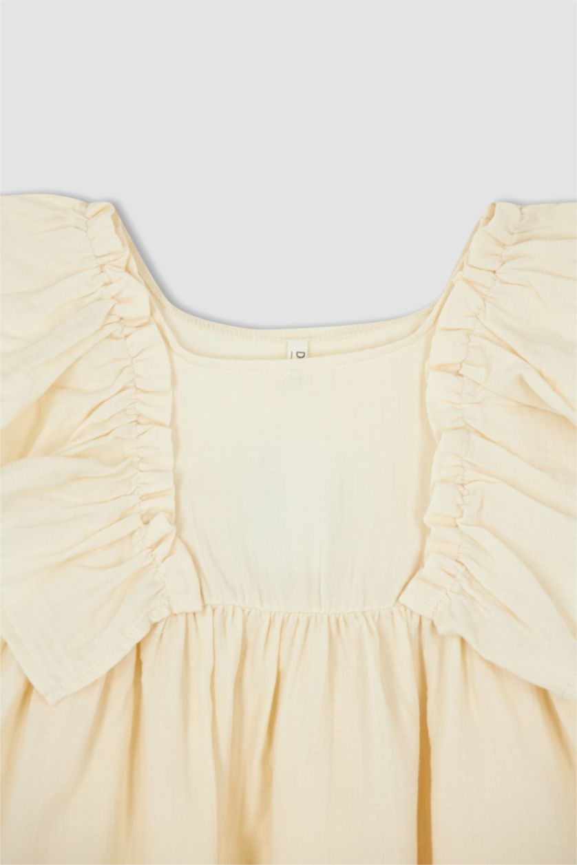 GIRLS & TEENS Ecru Girl Relax Fit Sleeveless Frill Detail Dress