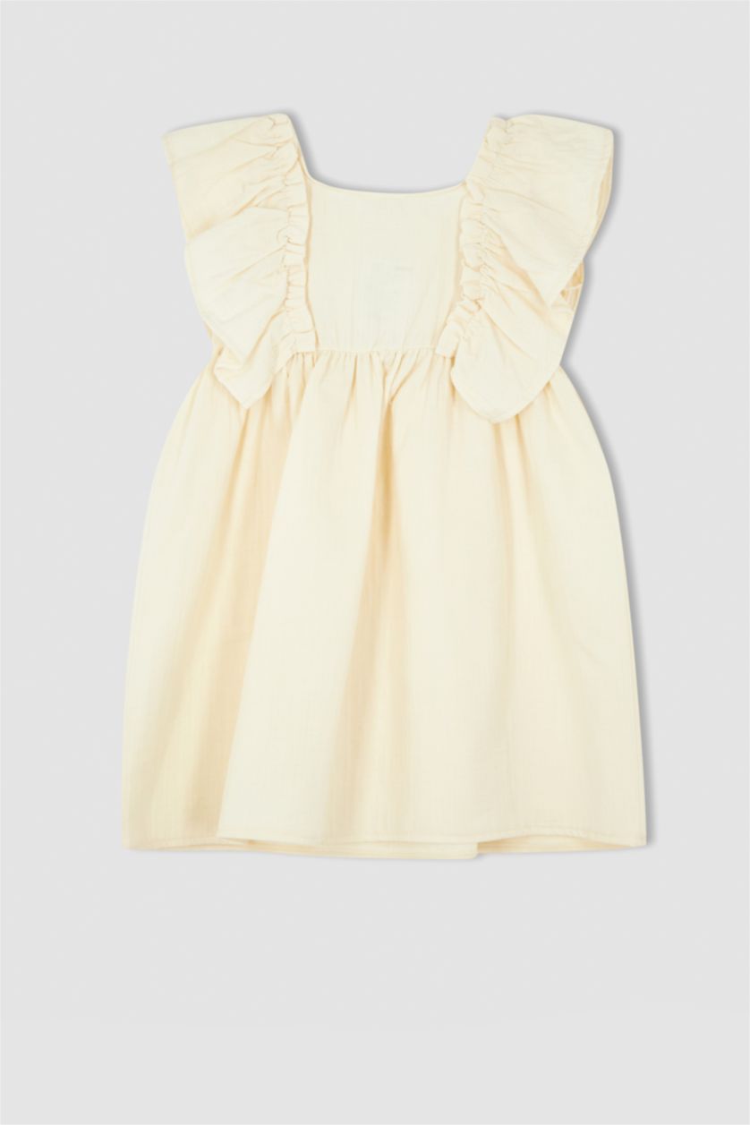 GIRLS & TEENS Ecru Girl Relax Fit Sleeveless Frill Detail Dress